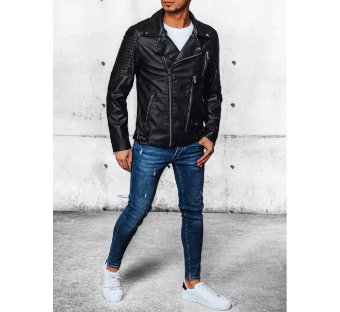 Pánská kožená bunda černá Dstreet TX4384