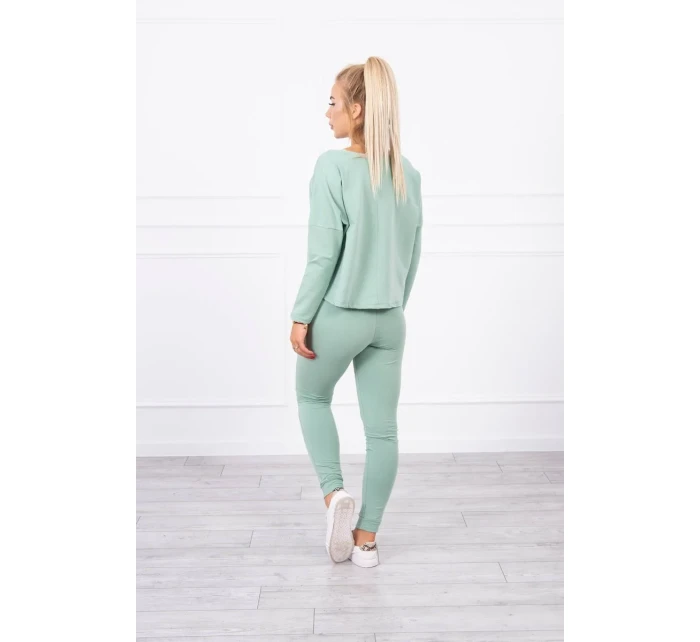 Souprava s oversize halenkou tmavě mátové barvy