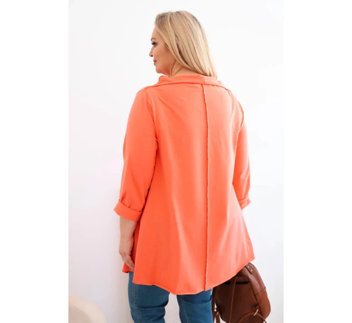 Dámske bavlnené Plus veľkosť blúzka s rukávmi marhuľová