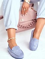 Mokasyny Damskie Niebieskie Zamszowe Morreno