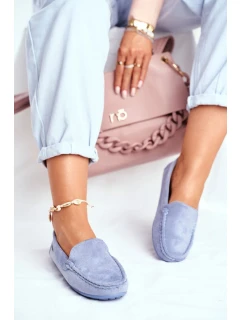 Mokasyny Damskie Niebieskie Zamszowe Morreno