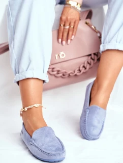 Mokasyny Damskie Niebieskie Zamszowe Morreno