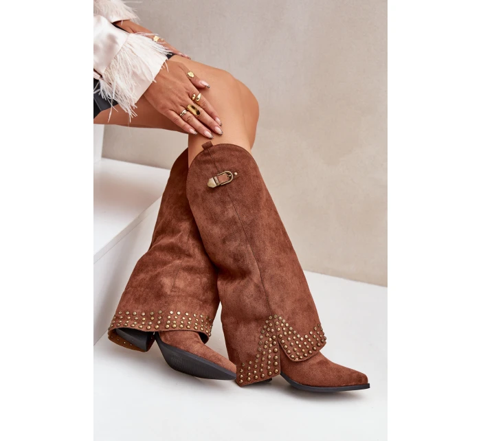Kozačky S  Na Podpatku Hnědé model 21681443 - Boto