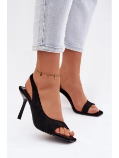 Dámské sandály na podpatku z eko semiše Černé model 21951600 - Boto