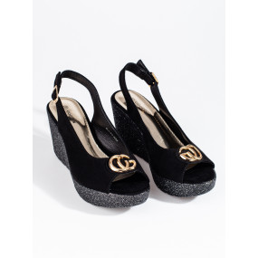 Krásne sandále čierne dámske na kline