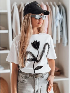 Dámske tričko oversize s 3D efektom PETINIA white FashionStreet RY2713