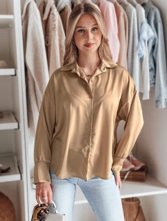 Dámske oversize tričko SATINIA beige FashionStreet DY0451