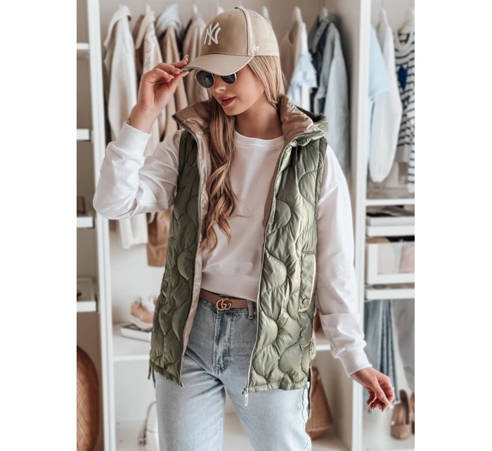 Dámská přechodná prošívaná vesta zelená Dstreet model 21987031 - FashionStreet