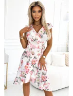 Dámské  šaty s zavazováním a se vzorem květů model 20141731 - numoco