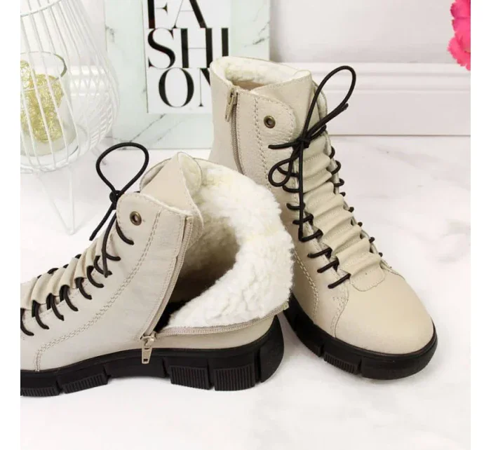 Rieker W X3428 béžové zateplené topánky