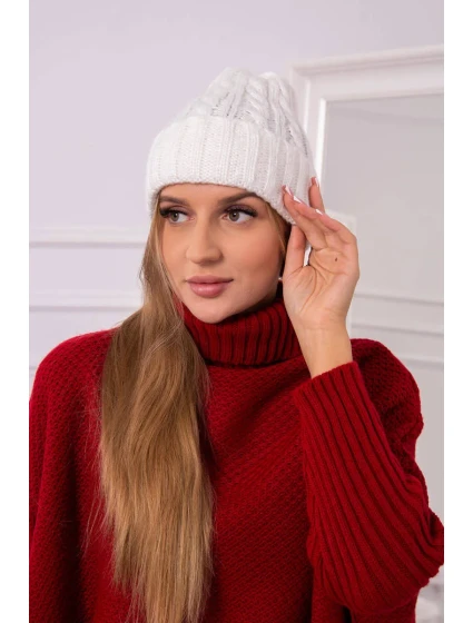 Ariana ecru čepice s lemem model 18751461 - K-Fashion Ariana ecru čepice s lemem model 18751461 - K-Fashion