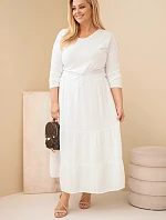 Dámská sukně Plus Size bavlněná mušelínová s volánem a gumou bílá