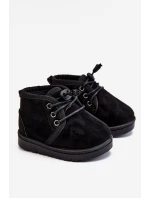 Dívčí šněrovací Sněhové Boty S Kožešinou černé model 21545035 - Boto