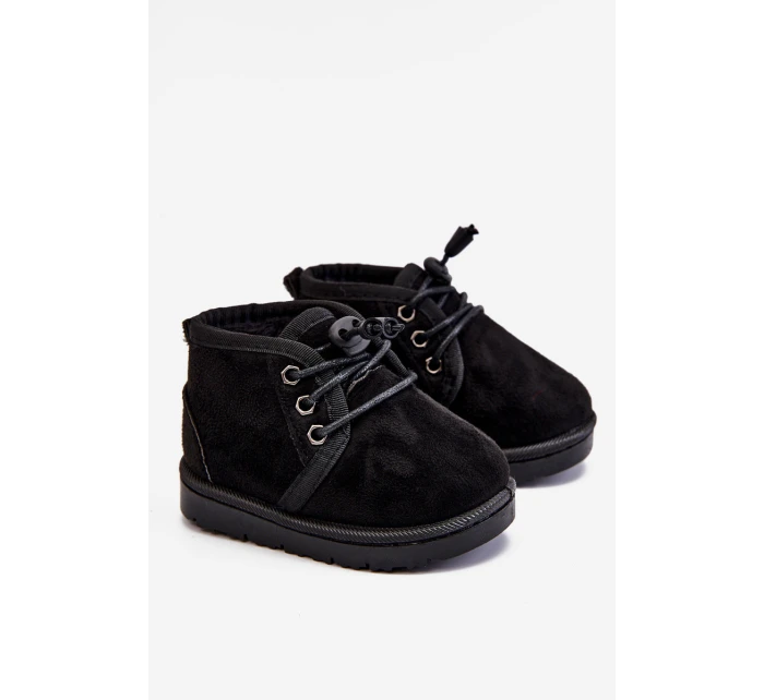 Dívčí šněrovací Sněhové Boty S Kožešinou černé model 21545035 - Boto