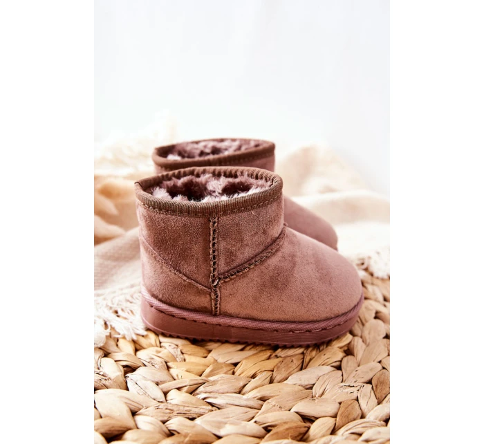 Dziecięce Ocieplane Botki Śniegowce Ciemny Beż Gooby