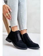 Semišové Nízké Boty Na Plochém Podpatku Zateplené D&A model 21674470 Černé - S.Barski Semišové Nízké Boty Na Plochém Podpatku Zateplené D&A model 21674470 Černé - S.Barski