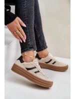 Semišové tenisky na platformě béžové model 21679942 - Zazoo