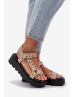 Zdobione Sandały Na Platformie Beżowe Tatellia Zdobione Sandały Na Platformie Beżowe Tatellia