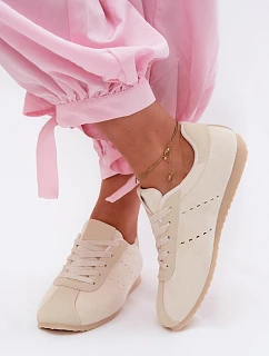 Dámské tenisky z eko semiše nízké světle béžové model 22122897 - Boto