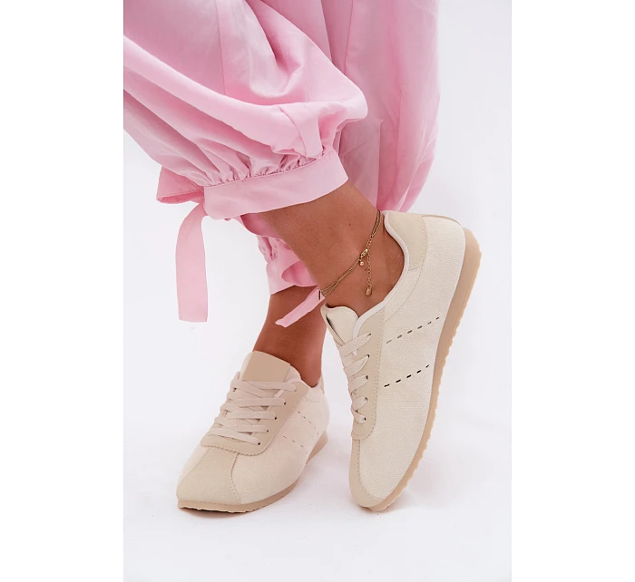 Dámské tenisky z eko semiše nízké světle béžové Melvelin