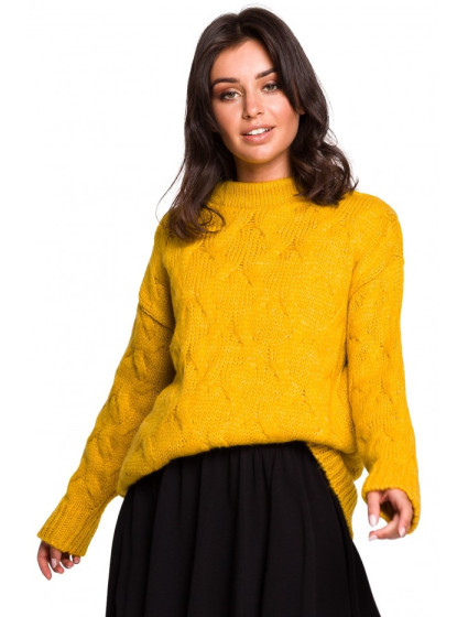 BK038 Plisovaný pletený sveter - medový