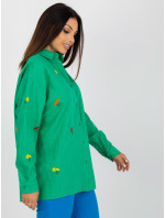 Zelená nadrozmerná košeľa na gombíky s výšivkou