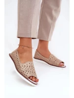 Dámske kožené perforované baleríny s otvorenou špičkou S.Barski - zlaté
