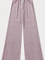 Dámske pruhované nohavice so širokými nohavicami, púdrovo ružová (18629)