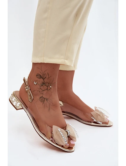 Průhledné Sandály s a Mašlí  Zlaté model 22140797 - D&A