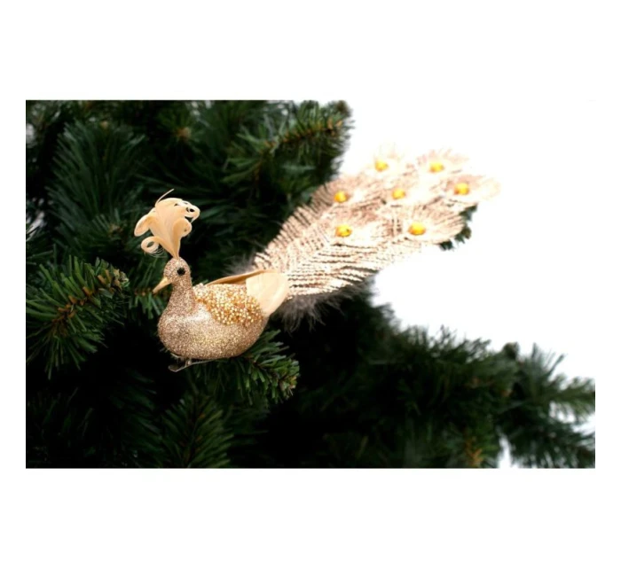 DEKORATÍVNY PÁV NA SPONKE NA OZDOBY ZLATÝ