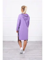 Šaty s kapucí a potiskem fialové