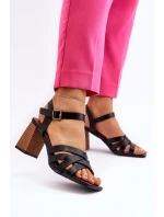 Sandały Damskie Na Słupku Czarne Opifiana Sandały Damskie Na Słupku Czarne Opifiana