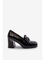 Dámské lakované lodičky na podpatku černé D&A model 21655956 - S.Barski