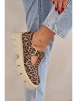 Zamszowe Półbuty Z Klamrą W Panterkę Zazoo 20183 Brązowe