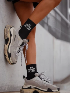 Skarpetki Damskie Z Napisem NO DRAMA PLEASE Czarne