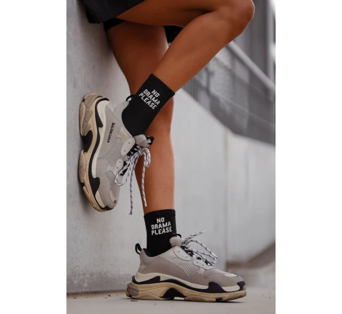 Skarpetki Damskie Z Napisem NO DRAMA PLEASE Czarne