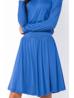 Letné šaty dámske vo voľnom strihu značkovej stredne dlhé modré - Modrá - Makadamové
