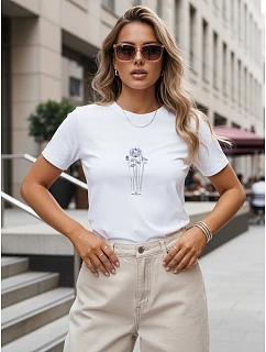 Dámske tričko s jemnou potlačou, biele, FashionStreet NX8006RY
