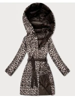 Obojstranná zimná plus size bunda so vzorom čokoláda/panther (M6-6008-103)