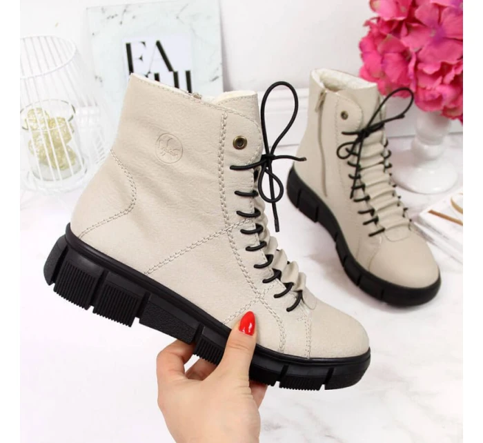 Rieker W X3428 béžové zateplené topánky