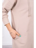 Šaty s kapucňou a dlhším chrbtom béžové Šaty s kapucňou a dlhším chrbtom béžové