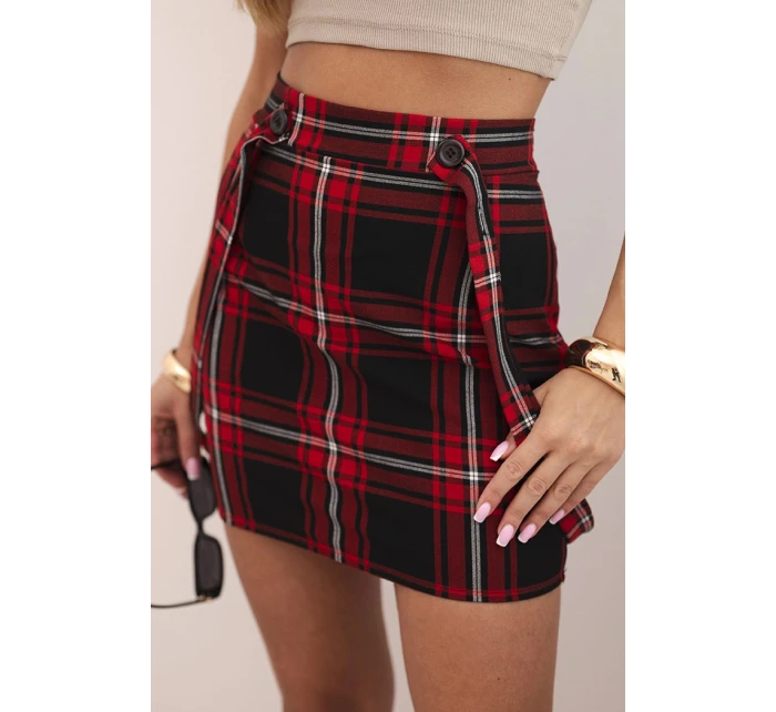 Dámska sukňa s gombíkmi kockovaná červená Dámska sukňa s gombíkmi kockovaná červená