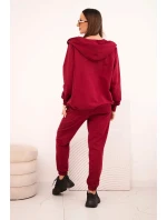 Dámska bavlnená súprava s kapucňou a zipsom bordová Dámska bavlnená súprava s kapucňou a zipsom bordová