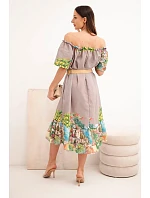 Dámské šaty model 22170765 střihu s páskem a krátkým rukávem fango - K-Fashion Dámské šaty model 22170765 střihu s páskem a krátkým rukávem fango - K-Fashion