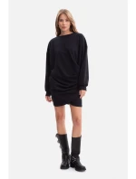 model 21379818 Pletené šaty s bočními záhyby černé - BeWear