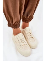 Dámské krajkové tenisky Big Star – béžové