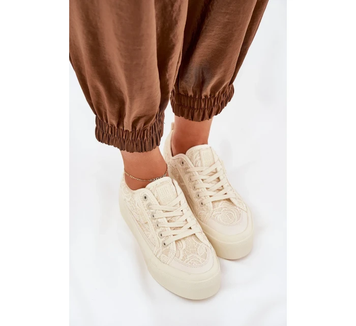 Dámské krajkové tenisky Big Star – béžové