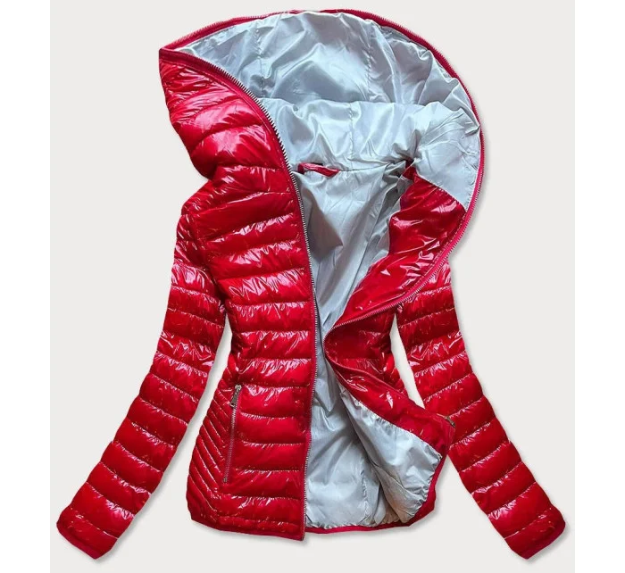 Červená prošívaná dámská bunda s kapucí model 16146925 - S'WEST Červená prošívaná dámská bunda s kapucí model 16146925 - S'WEST