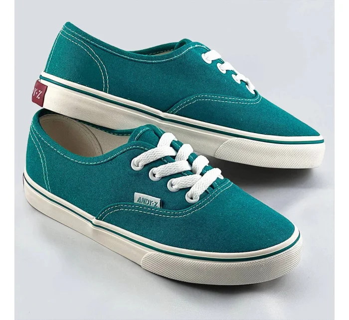 Dámske šnurovacie tenisky v tyrkysovej farbe (A8865)