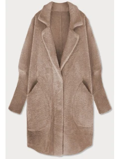 Dlouhý vlněný přehoz přes oblečení typu "alpaka" ve velbloudí barvě model 21735065 - MADE IN ITALY